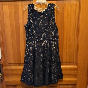 Elegant Navy Lace Kids Dress